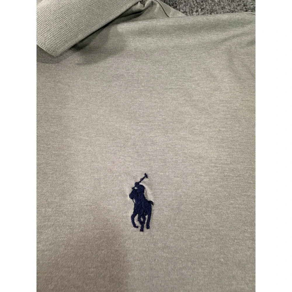 Polo Ralph Lauren Performance Polo Shirt Gray Short Sleeve XL Blue Pony